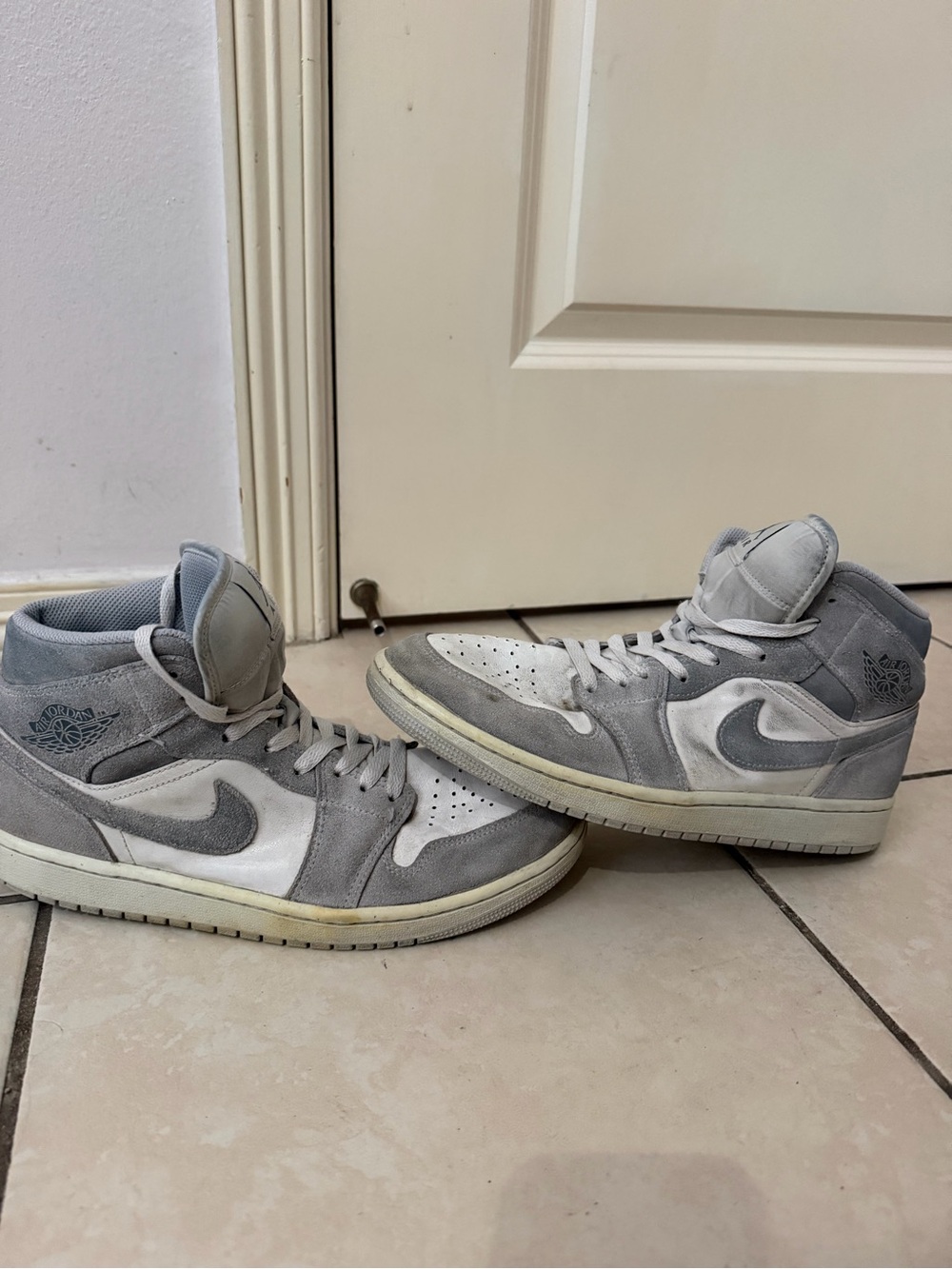 Jordan Men's High Top Sneakers Gray White